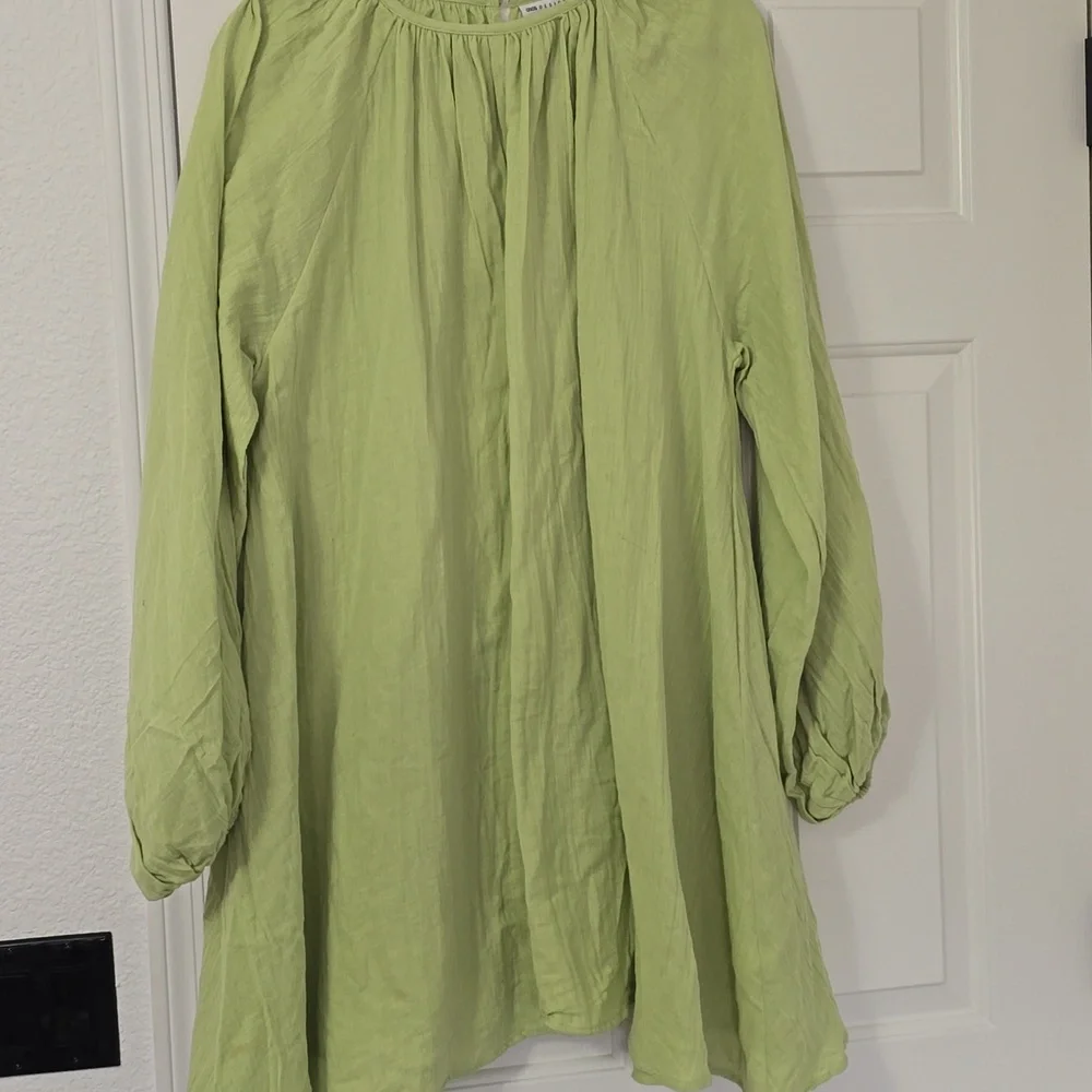 Asos Flowy Green Long Sleeve Dress Sz US 8 - Picture 3 of 8